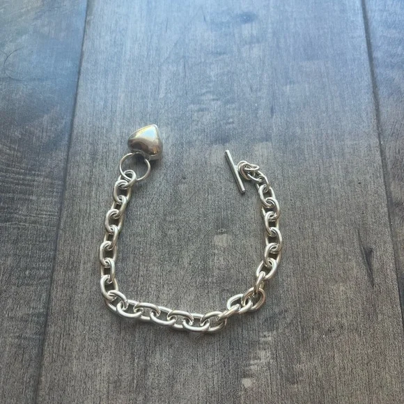 Bracelet solid ring Sterling 925Clasp solid heart